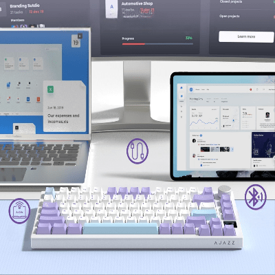 Clavier Mécanique - WirelessMechanicalKeyboard™ - Blanc - Univers - jeux