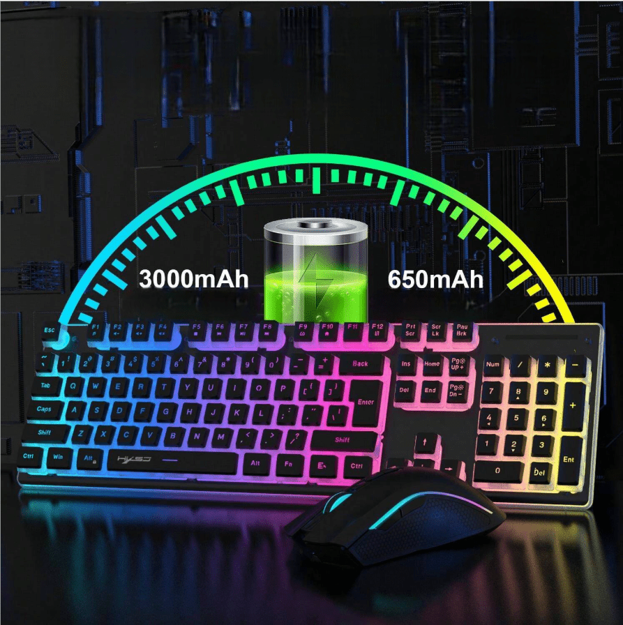 Souris et Clavier Sans Fil - WirelessKeyboardMousePack™ - Noir - Univers - jeux