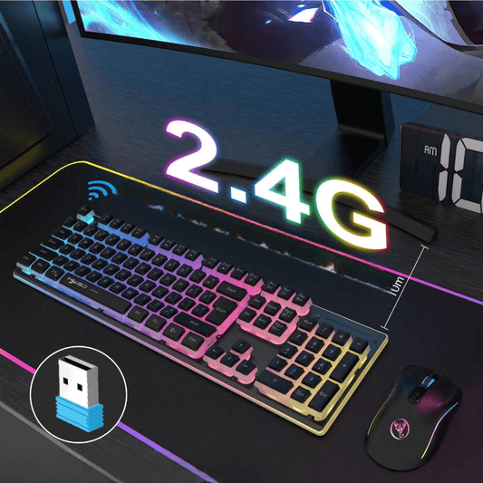 Souris et Clavier Sans Fil - WirelessKeyboardMousePack™ - Noir - Univers - jeux