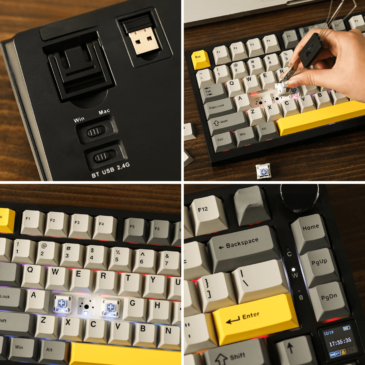 Clavier Mécanique - WirelessMechanicalKeyboard™ - Gris Foncé - Univers - jeux