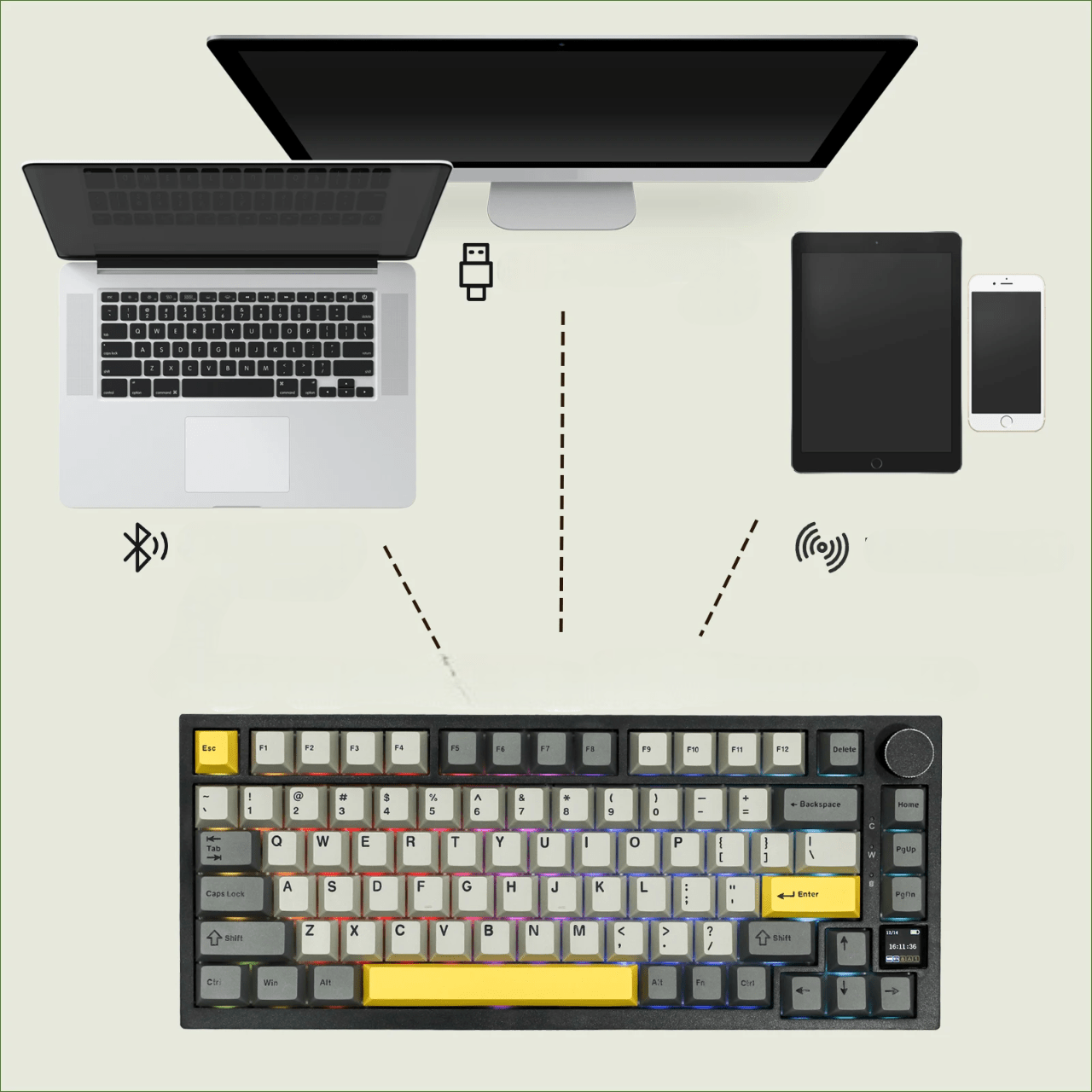 Clavier Mécanique - WirelessMechanicalKeyboard™ - Gris Foncé - Univers - jeux